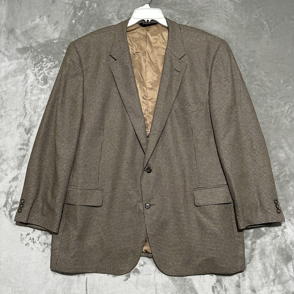 Jos A Bank Tweed Houndstooth Sport Coat Blazer Mens Size 52R Silk Blend Academia